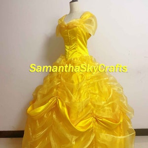 Belle Princess Cosplay Adult Woman Kids, Belle Princess Dress Belle Yellow Dress Cape Cosplay Costume image 5