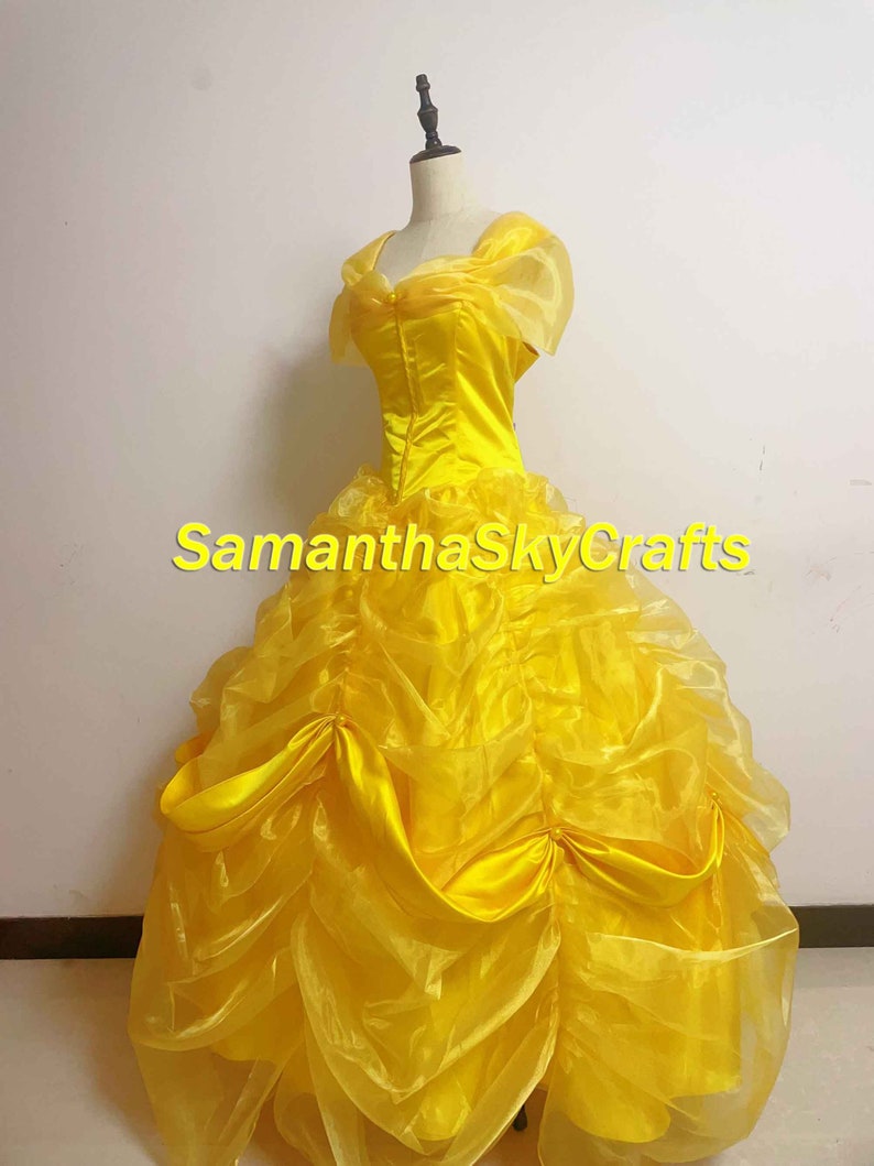 Belle Princess Cosplay Adult Woman Kids, Belle Princess Dress Belle Yellow Dress Cape Cosplay Costume image 5