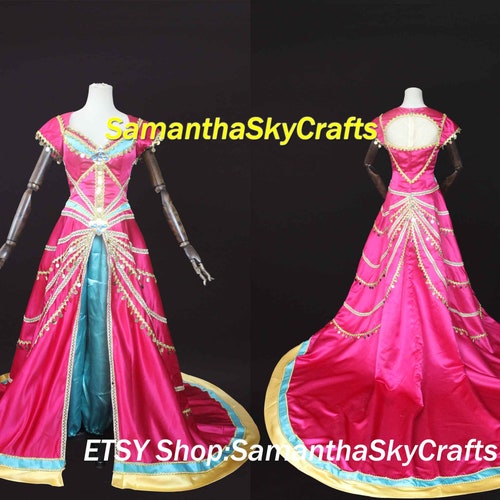 Just The Aladdin Princess shops Outfit Aladdin Jasmine Princess Dress Pink Yellow Green Cosplay Costume Women Adult Custom Made