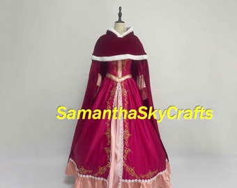 Belle Princess Dress Adult Woman Kids, Beast Belle Dress Cape Belle Cosplay Costume