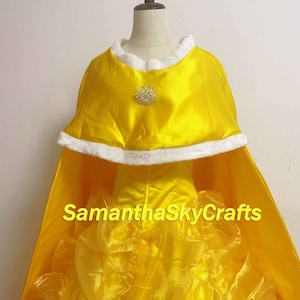 Belle Princess Cosplay Adult Woman Kids, Belle Princess Dress Belle Yellow Dress Cape Cosplay Costume image 2