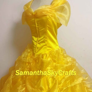 Belle Princess Cosplay Adult Woman Kids, Belle Princess Dress Belle Yellow Dress Cape Cosplay Costume image 8