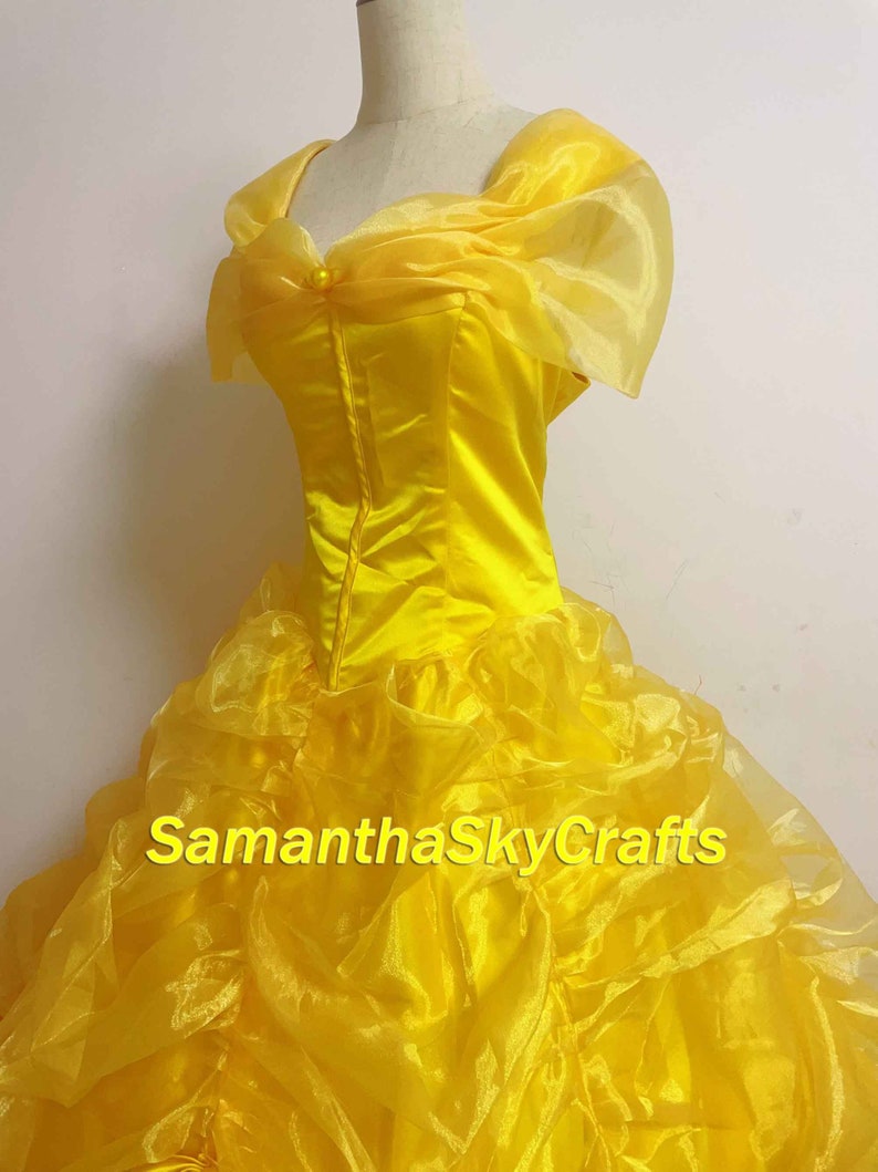 Belle Princess Cosplay Adult Woman Kids, Belle Princess Dress Belle Yellow Dress Cape Cosplay Costume image 8