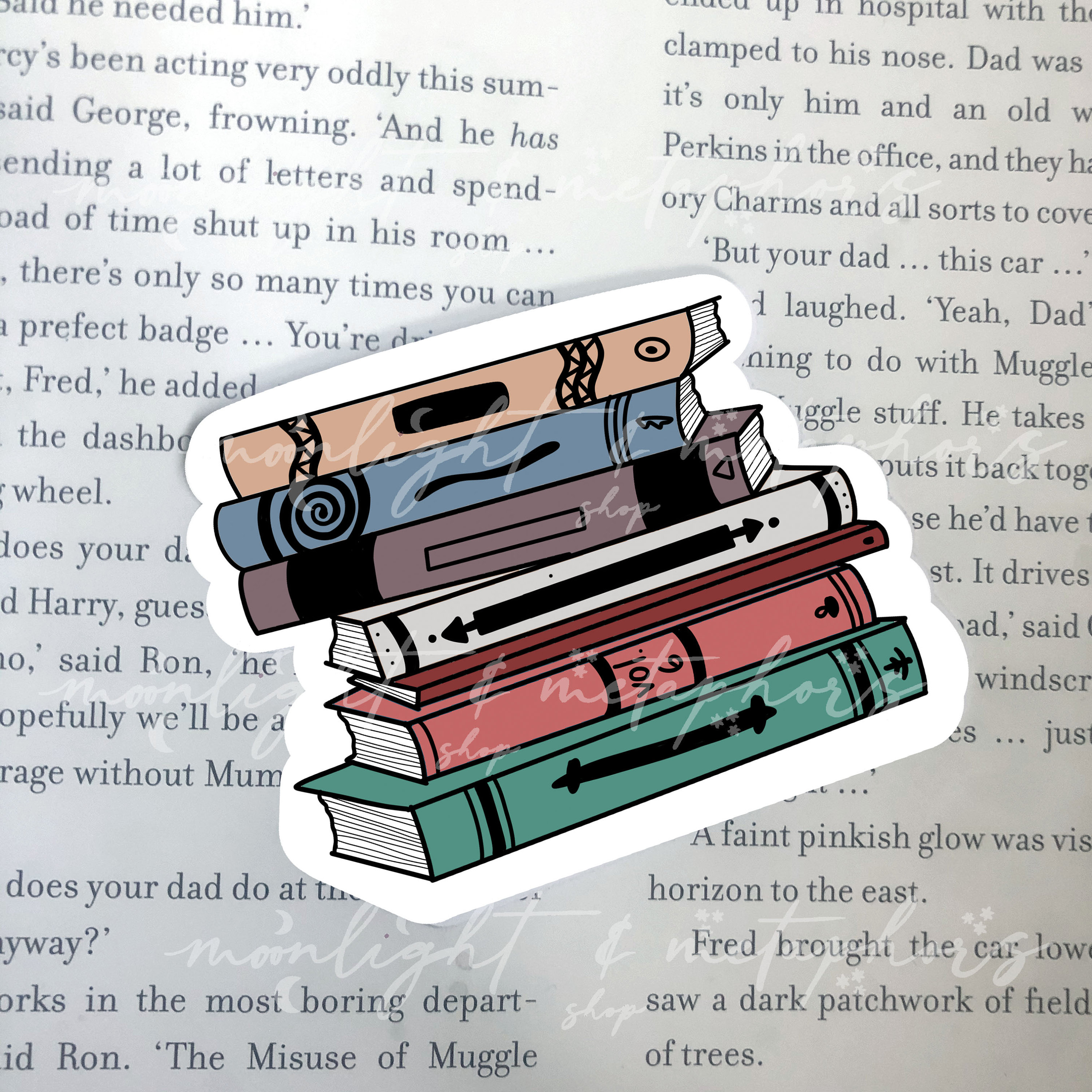 Stack of Books Sticker, Fall Sticker for Book, Reading Stickers