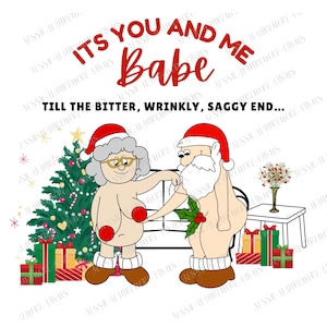 Imágenes PNG de una divertida pareja de ancianos, diseño de adorno navideño (descarga digital)