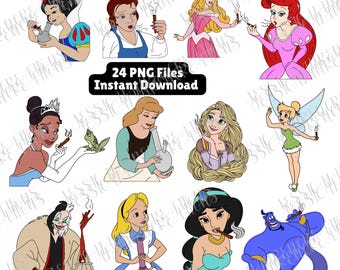 Pacchetto di clipart PNG Disney Princess Stoner (download immediato)