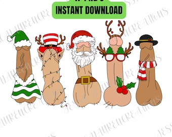 Grappige ongepaste kerst-png-clipart, 17 ontwerpen (directe download)