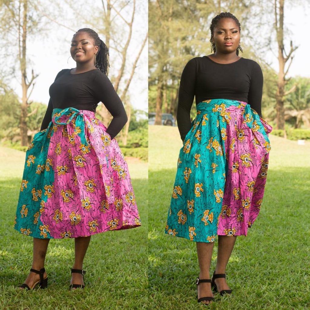 Green and Pink Ankara African Print Pleated Skirt With Strap - Etsy