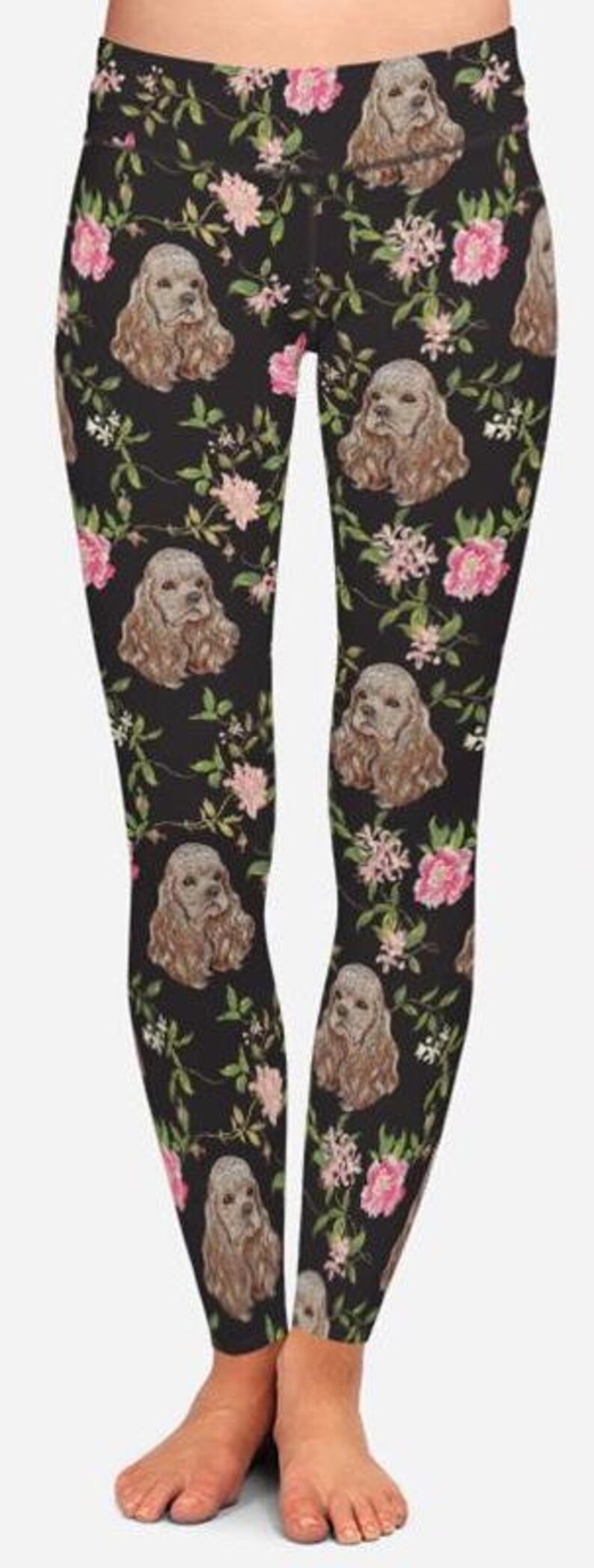 Maternity and Plus Size Leggings Cocker Spaniels /& Flowers Leggings For Girls Yoga Pants Women/'s Capris