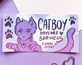 Catboy Daycare Services Sticker - catboys | yaoi - boys love - pastel - stickers - ao3 - fanfiction - omegaverse - fan fiction - aob