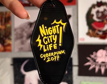 Double-sided Key Tag Keychain - Night City Life! - No Good Endings | Cyberpunk 2077