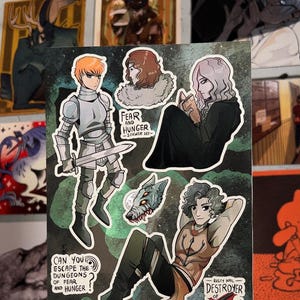 Fear and Hunger Vinyl Sticker Set | Funger - Cahara - Enki - Moonless - Darce - Ragnvaldr