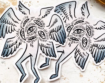 biblical accurate angels stickers | - Stickers - angel - cryptic - cryptid - witchy - eye - scp - monster - creepy
