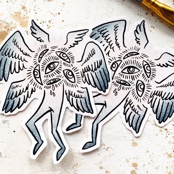 biblical accurate angels stickers | - Stickers - angel - cryptic - cryptid - witchy - eye - scp - monster - creepy