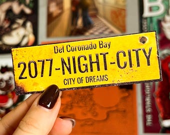 Night City - Car Plate Sticker | Cyberpunk 2077 Vinyl Decal