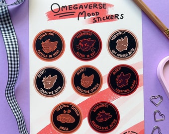 Omegaverse Mood Sticker Set | omega - alpha - beta - fanfiction - fanfic - ao3 - fandom - furry - trope - boys love - yaoi - aob