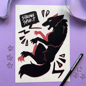 Spirito forte - Poster lupo / stampa lupo - lupi - motivazionale - motivazione - canino - peloso - illustrazione