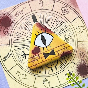 Bill Cypher button - Gravity Falls - triangle pin | weirdmageddon - mabel - dipper pines - stan - ford - crypid - cryptic