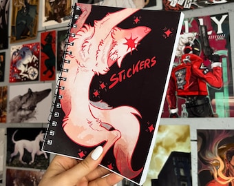 Notitieboek voor het verzamelen van stickers van albino wolven: A5 dik album met 200 pagina's van waspapier.