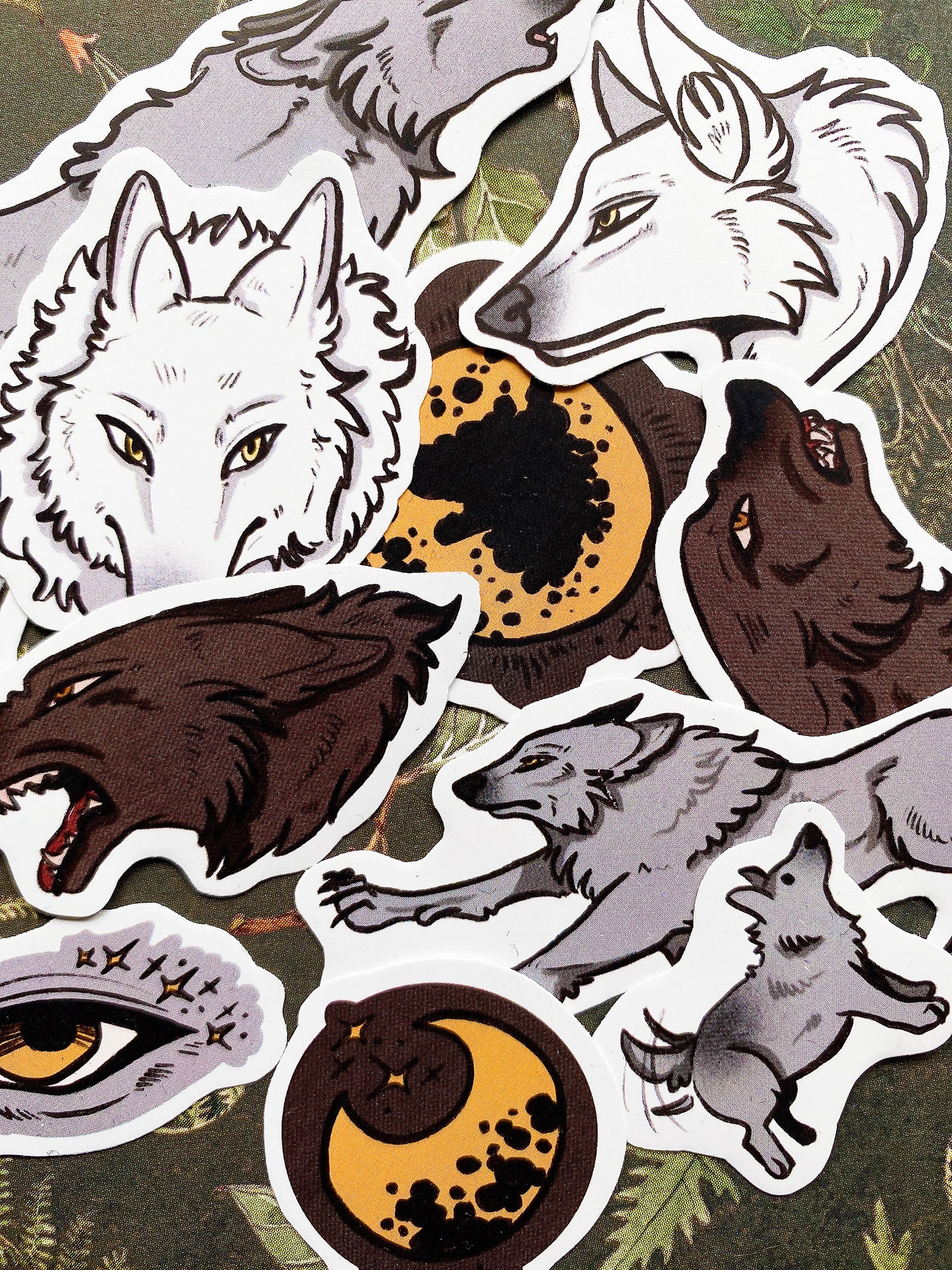 Wolf pack vinyl sticker set wolves stickers canine moon Etsy