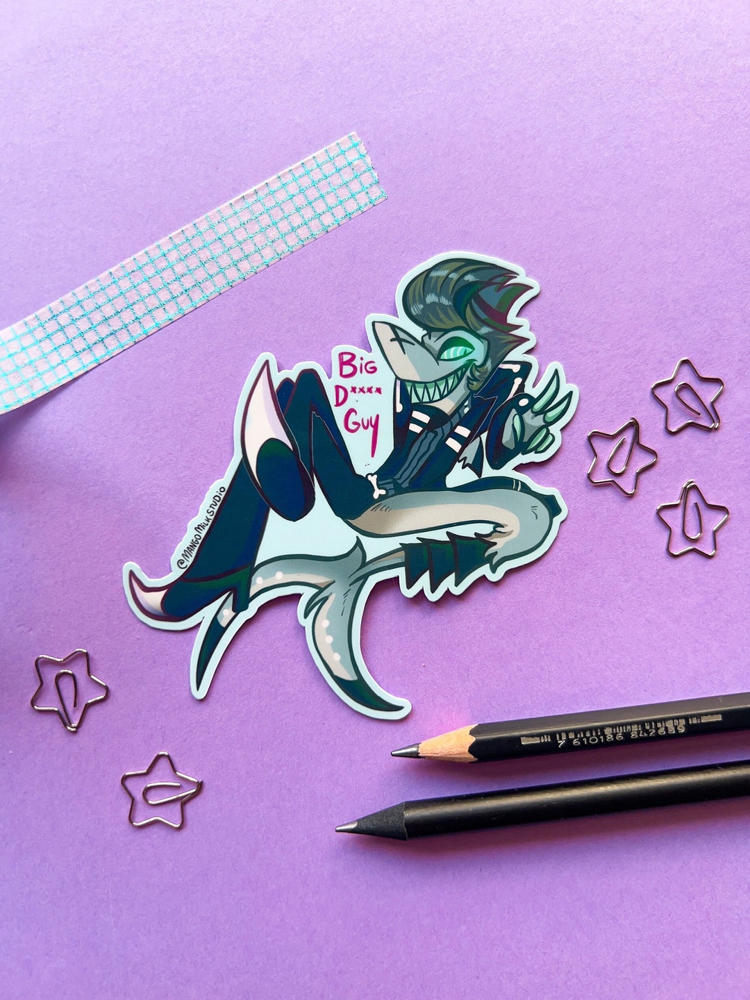 Chaz Helluva Boss Vinyl Sticker Demon Shark Moxxie Laptop Journal