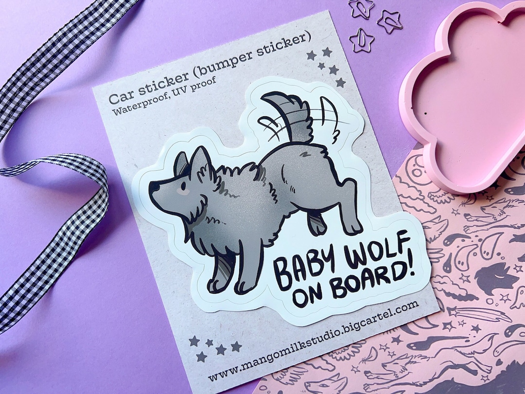 Baby Wolf on Board Bumper Sticker Car Sticker Wolves Etsy