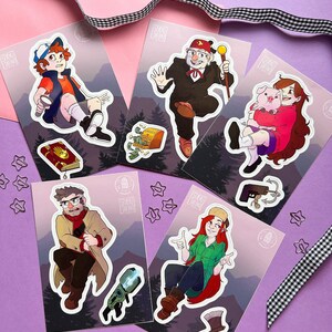 Gravity Falls character sticker set | Dipper - Mabel - Stan - Ford - Wendy - waterproof - cryptic - cryptid