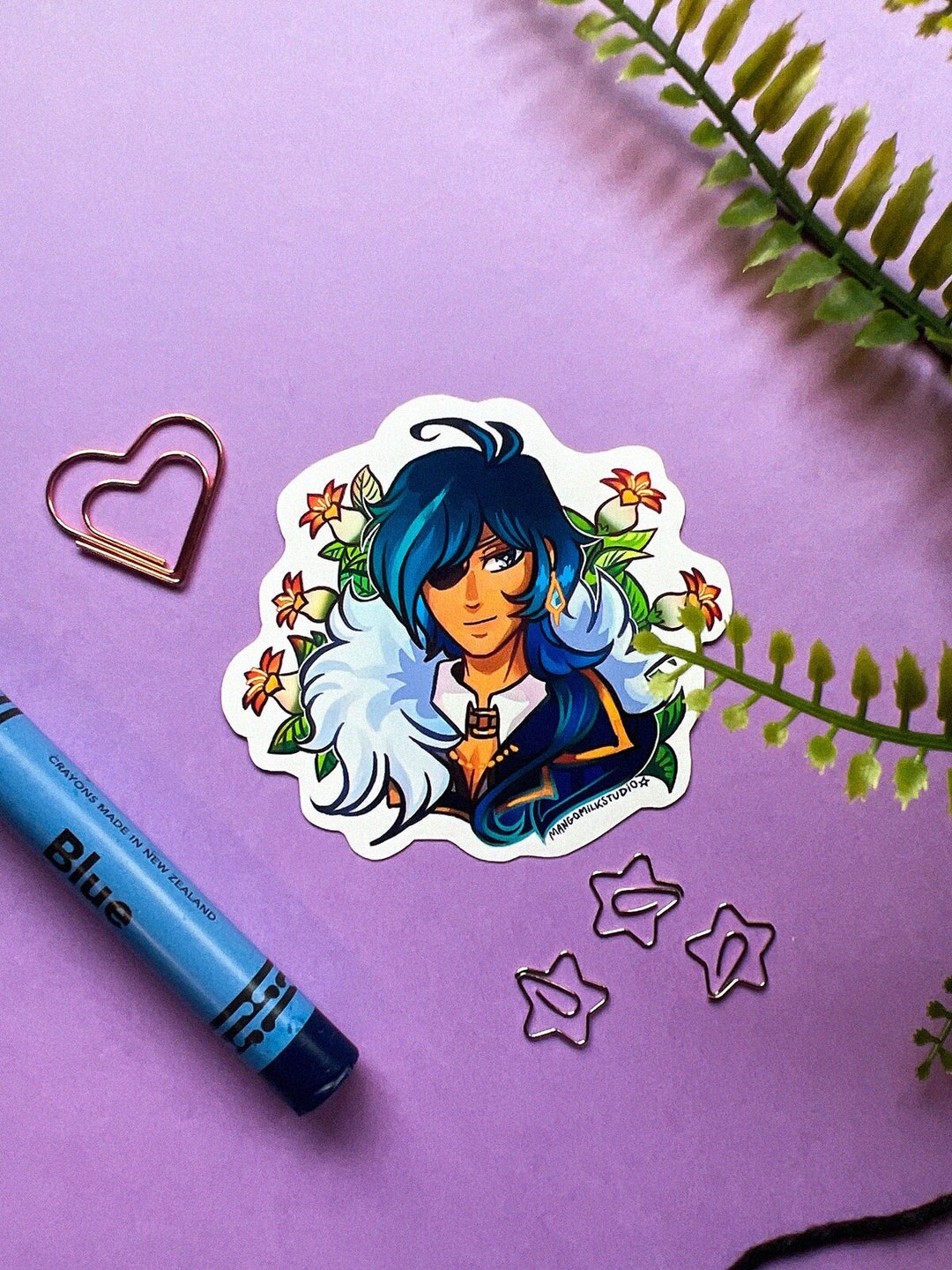 Kaeya Alberich With Calla Lilies Vinyl Sticker Genshin Etsy