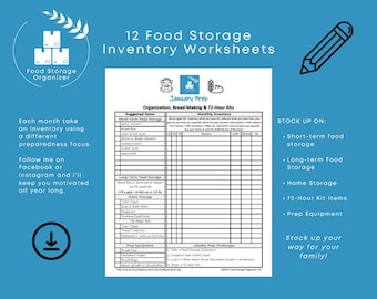 Food Storage Inventory Worksheets/Pantry Foods/Emergency and 72-Hour Kit Supplies - LDS - INSTANT DOWNLOAD