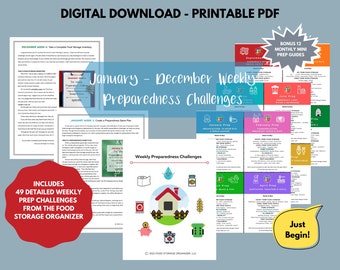 Weekly Preparedness Challenges and Shopping Lists - Detailed Food Storage Goals - DIGITAL PDF DOWNLOAD