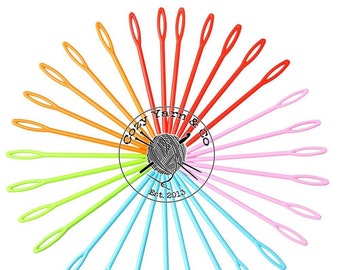 Plastic Yarn Needles Colorful 6 pcs - crochet knitting darning kids sewing