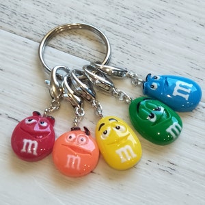 Stitch Markers candy chocolate set of 5 lobster clasp or Leverback charm with bonus key-ring - unique Crochet knitting Gift