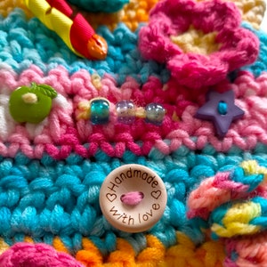 Sensory Fiddle Mat Twiddle Cuff Crochet Pattern Charity Project | Instant PDF Download Designed for Dementia Brain Injury Autism Tummy Time image 11