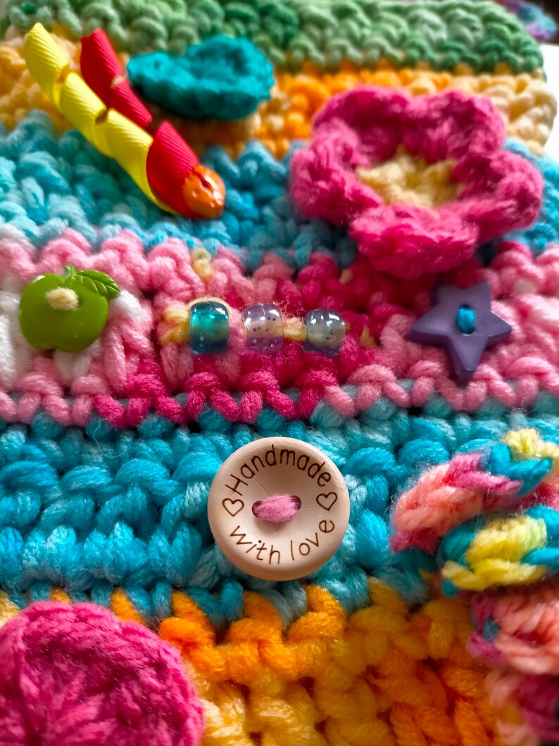 Sensory Fiddle Mat Twiddle Cuff Crochet Pattern Charity Project | Instant PDF Download Designed for Dementia Brain Injury Autism Tummy Time image 11