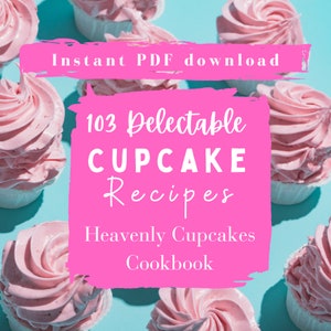 Mais de 100 receitas de cupcakes eCookBook PDF para download instantâneo - Cupcakes de veludo vermelho com chocolate e baunilha + cartão de receita de cobertura de creme de manteiga de baunilha BÔNUS