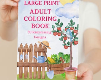 Art Therapy 30 Large Print Coloring Pages - Instant Download PDF | Designed for Dementia Autism Brain Injury + BONUS Conversation Cards