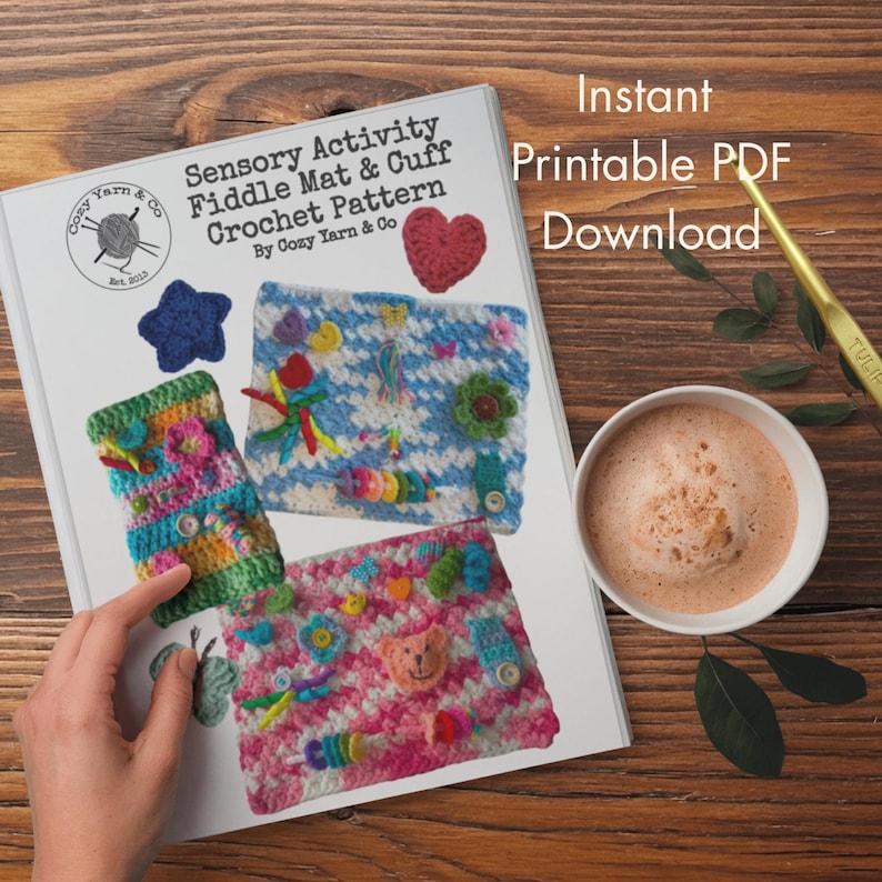 Sensory Fiddle Mat Twiddle Cuff Crochet Pattern Charity Project | Instant PDF Download Designed for Dementia Brain Injury Autism Tummy Time image 3