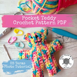 Pocketteddybeer gehaakt ePattern pdf met fototutorial | Ideaal voor beginners | Patroon minibeer, angstspeeltje, traumateddybeer