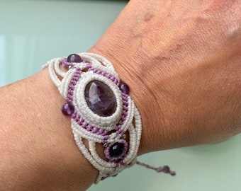 Bracelet, macramé, améthyste ;)