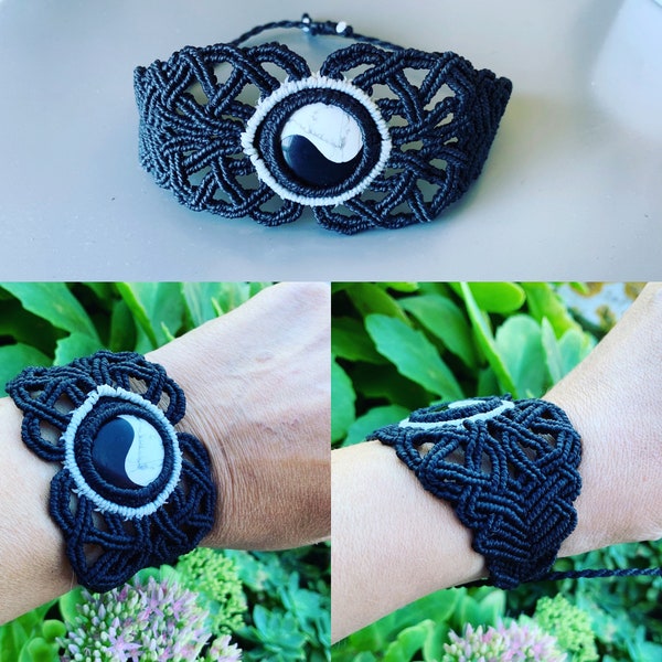 Bracelet, macramé , Ying yang ;)