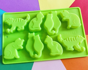 Cat Pet Silicone Soap Mold - 8 cavities - pet soap mold Cat silicone molds plaster mold Ice mold silicone mold kitten cat mold meow mold