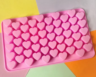 Molde de silicona para jabón con forma de corazón (55 cavidades) - Molde de silicona para jabón con forma de corazón, molde para yeso, molde para hielo, molde para chocolate