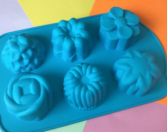 Flower Silicone Soap Mold - 6 cavities - Flower soap mold silicone molds plaster mold Ice mold silicone mold chocolate mold