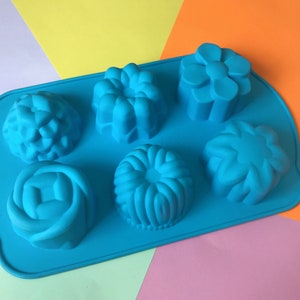 Molde de silicona para jabón con forma de flor (6 cavidades) - Molde de silicona para jabón con forma de flor, molde de yeso, molde de silicona para hielo, molde de chocolate
