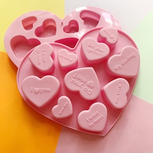 LOVE YOU&quot; Heart Silicone Chocolate Mold - 10 cavities - hearts soap mold silicone molds plaster mold Ice mold chocolate mold