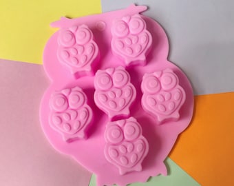 Mini Eule Silikonform - 6 Kavitäten - Mini Eule Seifenform Silikonformen Gipsform Eisform Schokoladenform