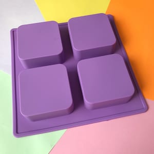 Square Silicone Soap Mold - 4 cavities - Square soap mold silicone molds plaster mold Ice mold silicone mold chocolate mold