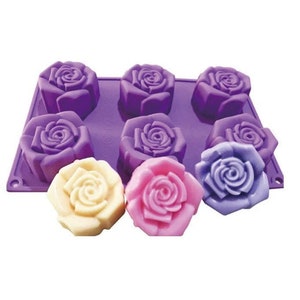 Rose Silicone Soap Mold - 6 cavities - Rose soap mold flower silicone molds plaster mold Ice mold silicone mold chocolate mold