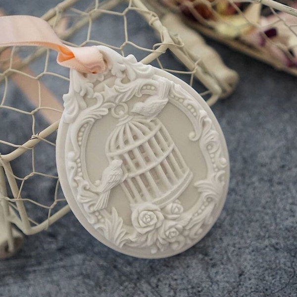 3D Bird Cage Tablet Silicone Mold - 1 cavity - scented stone mould sugarcraft Candle Soap Polymer Clay Melting Wax Resin Tools Ornament