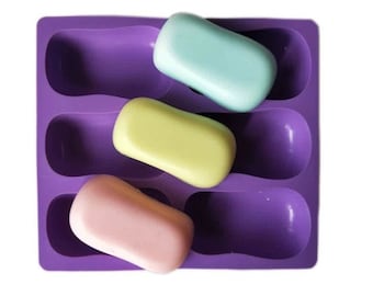 Basic Oval Silikon Seifenform - 6 Vertiefungen - Ovale Seifenform Silikonformen Gipsform Eisform Silikonform Schokoladenform